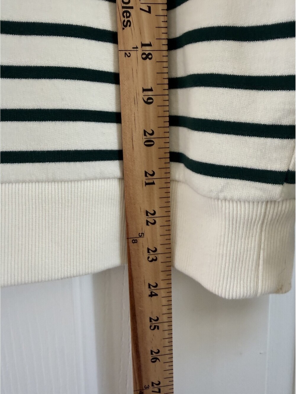 NWOT Boden Green & White Striped Button Shoulder Sweatshirt Size M - Picture 10 of 12